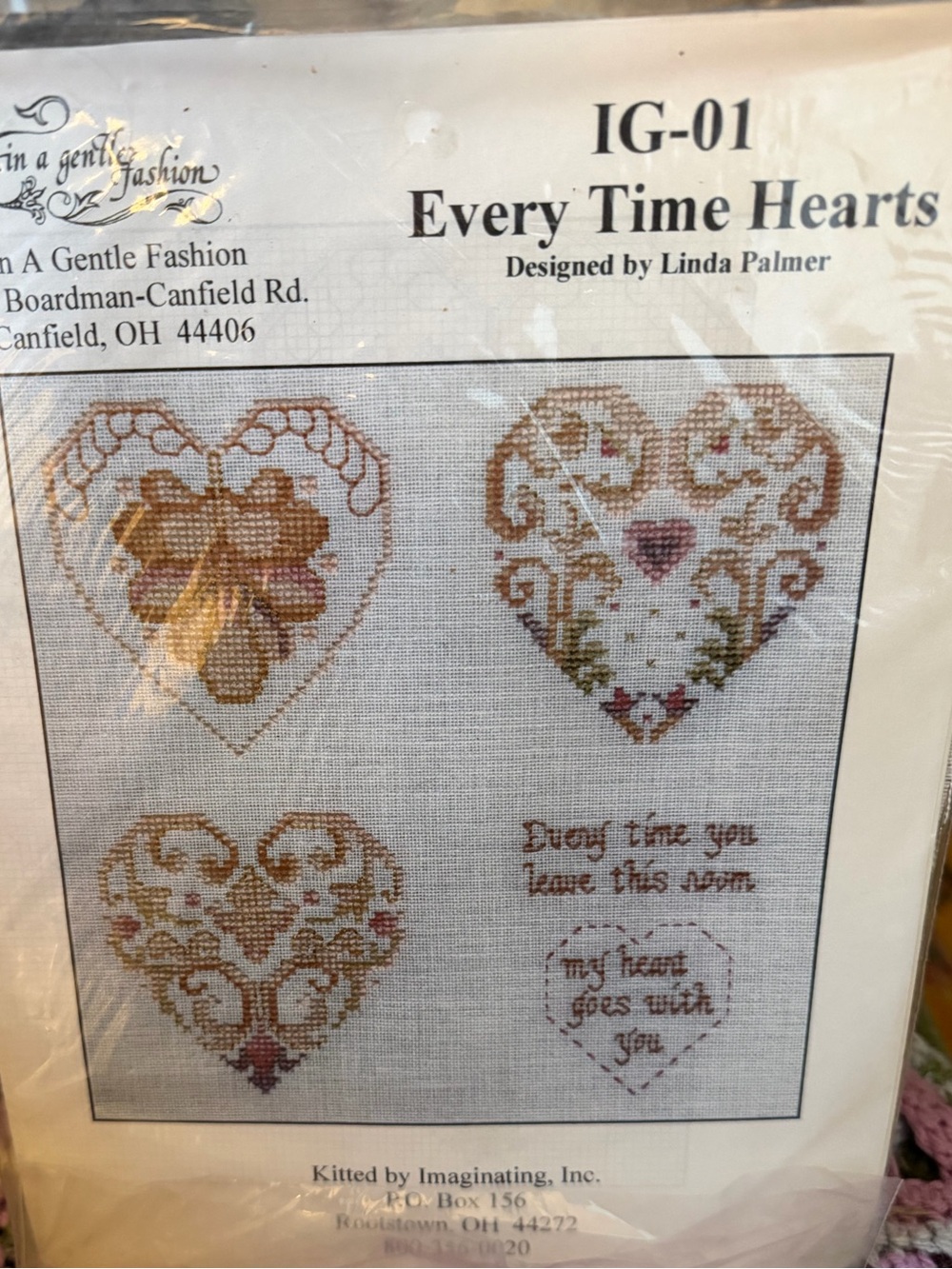 Every Time Hearts Counted Cross Stitch Kit Linen New by In A Gentle Fashion
